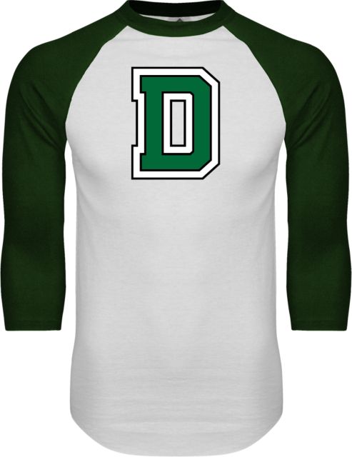 Dartmouth White/Dark Green Raglan Baseball T Shirt Primary Mark - ONLINE ONLY